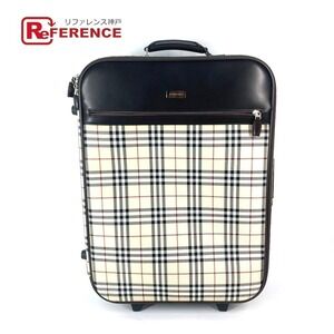 Burberry Nova Check Travel Suitcase Carry On Canvas Leather Beige